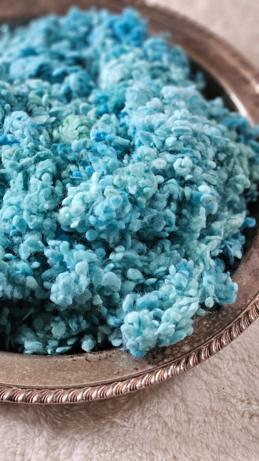 FORGET ME NOT - rare hand-dyed cotton nepps for fiber blending, felting, and papermaking - 1 oz | 28 g