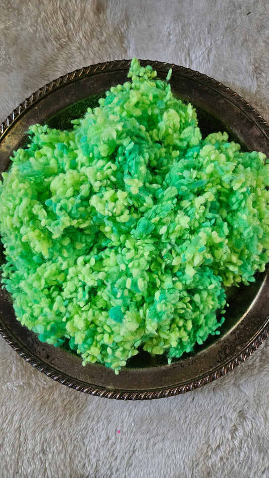 WASABI - rare hand-dyed cotton nepps for fiber blending, felting, and papermaking - 1 oz | 28 g