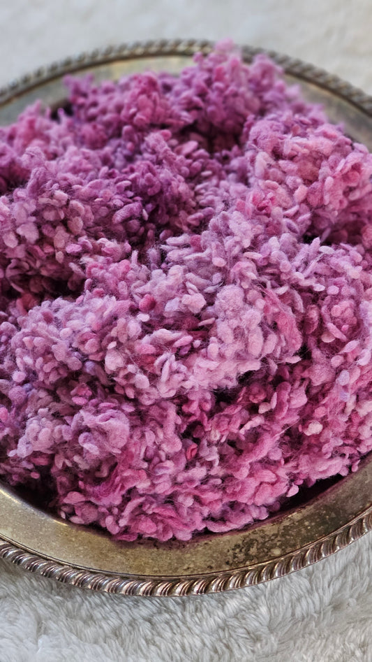LILAC - rare hand-dyed cotton nepps for fiber blending, felting, and papermaking - 1 oz | 28 g