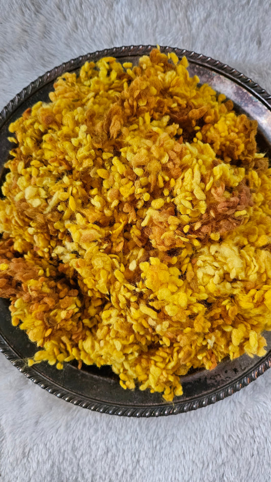 SUNFLOWER - rare hand-dyed cotton nepps for fiber blending, felting, and papermaking - 1 oz | 28 g