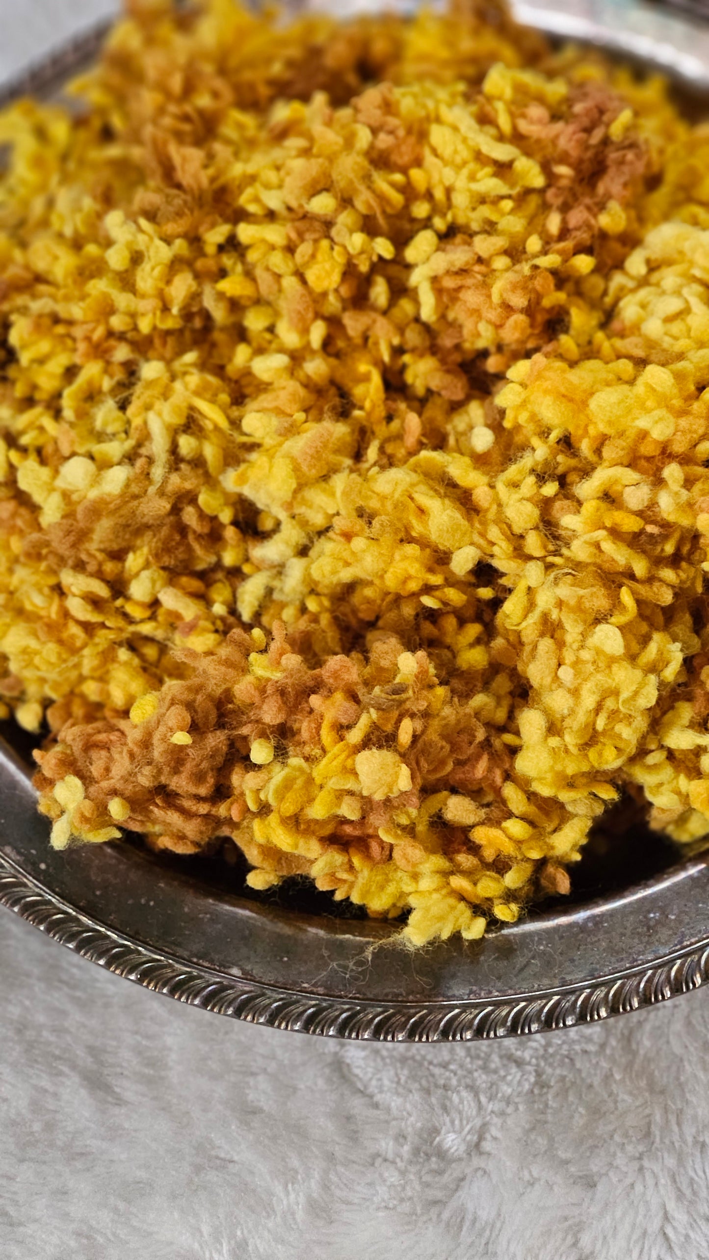 SUNFLOWER - rare hand-dyed cotton nepps for fiber blending, felting, and papermaking - 1 oz | 28 g