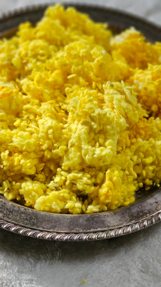 DAFFODIL - rare hand-dyed cotton nepps for fiber blending, felting, and papermaking - 1 oz | 28 g