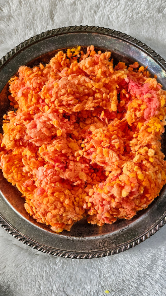 TIGER LILY - rare hand-dyed cotton nepps for fiber blending, felting, and papermaking - 1 oz | 28 g