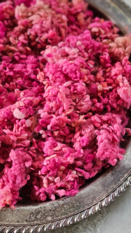 PEONY - rare hand-dyed cotton nepps for fiber blending, felting, and papermaking - 1 oz | 28 g