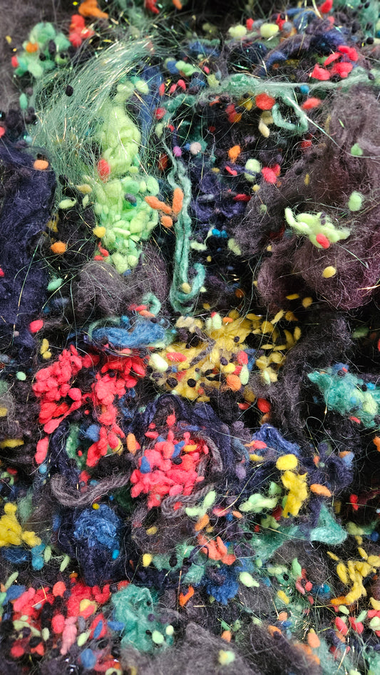 BLACK OPAL - recycled wool limited edition hand-dyed fiber art texture for blending, felting, and papermaking - 2 oz | 57 g