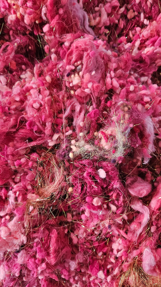 SHILOH ROSES - limited edition hand-dyed fiber art texture for blending, felting, and papermaking - 2 oz | 57 g