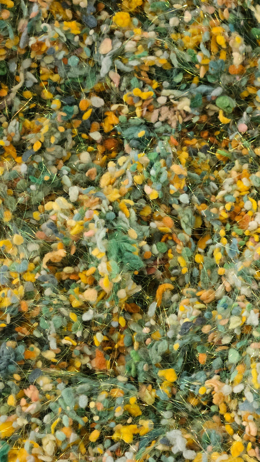 OLIVE GROVE - rare hand-dyed cotton nepps with sparkle for fiber blending, felting, and papermaking - 1 oz | 28 g