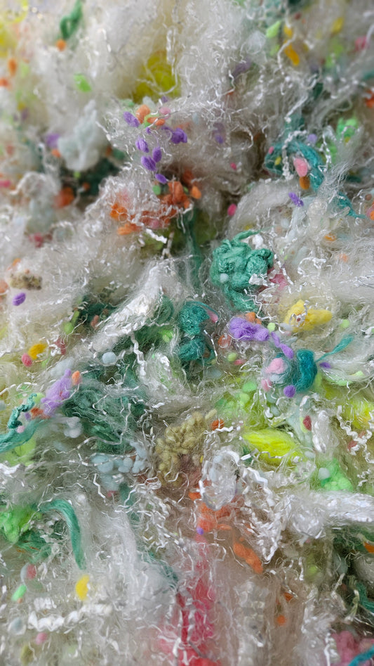 WHITE OPAL - faux silk limited edition hand-dyed fiber art texture for blending, felting, and papermaking - 2 oz | 57 g