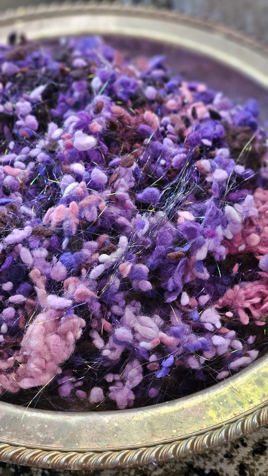 VINEYARD - rare hand-dyed cotton nepps with sparkle for fiber blending, felting, and papermaking - 1 oz | 28 g