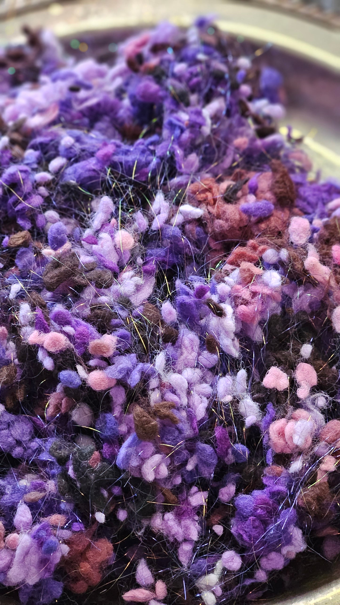 VINEYARD - rare hand-dyed cotton nepps with sparkle for fiber blending, felting, and papermaking - 1 oz | 28 g