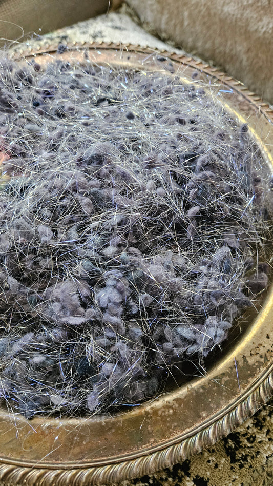 STONE - rare hand-dyed cotton nepps with sparkle for fiber blending, felting, and papermaking - 1 oz | 28 g
