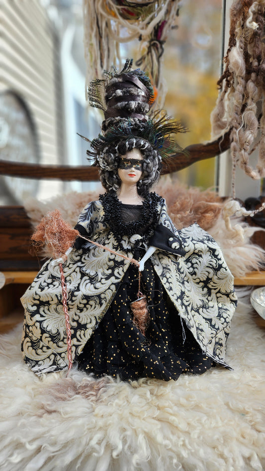 THE SPINDLER - Vintage Lamp Mixed Media Fiber Art Statuary