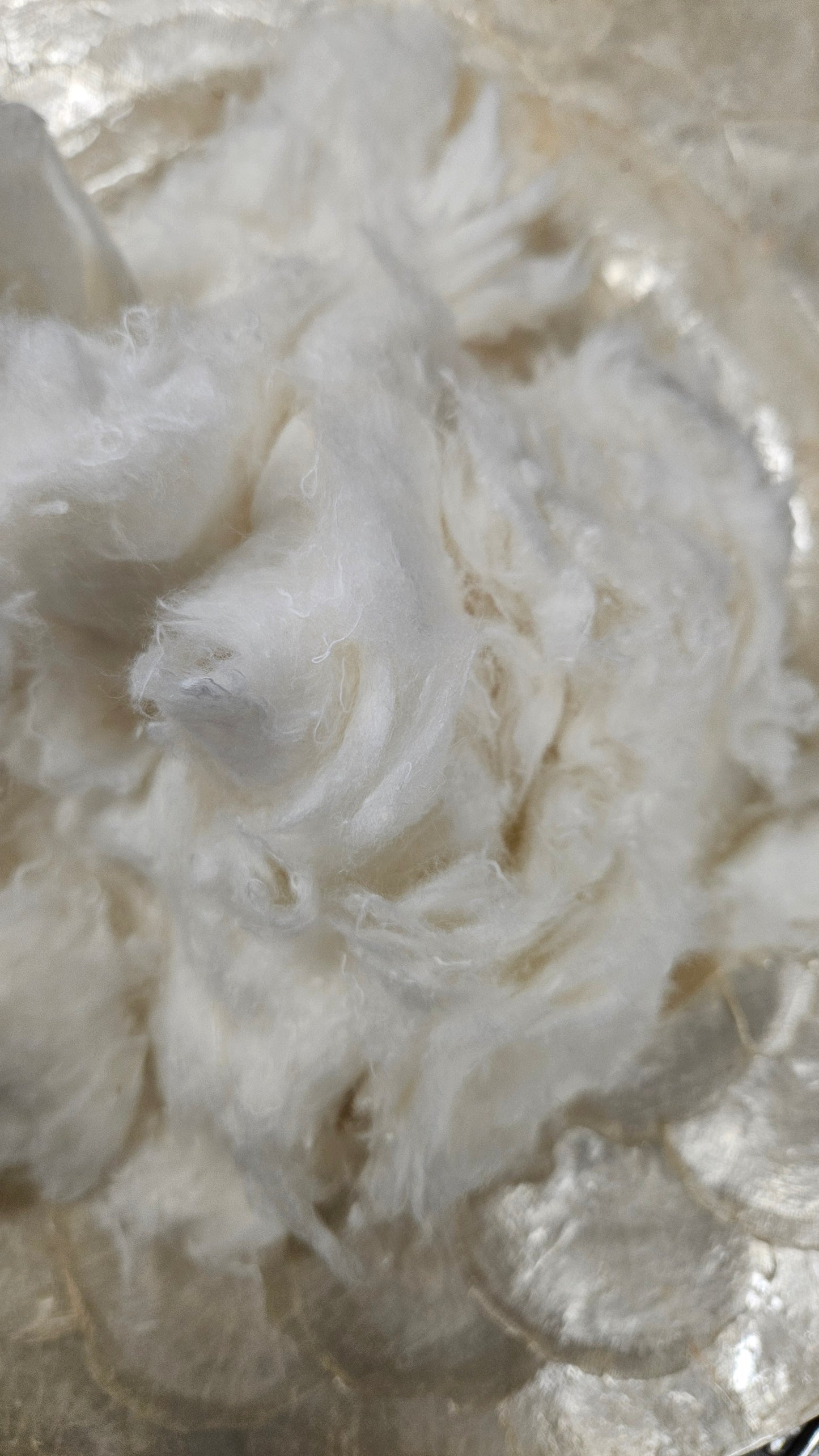 FEATHER WHITE - recycled cotton noil "feathers" effects texture for blending, felting, and papermaking - 4 oz | 113 g