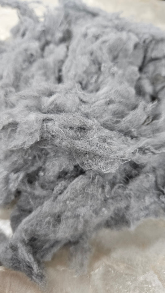 FEATHER GREY - recycled cotton noil "feathers" effects texture for blending, felting, and papermaking - 4 oz | 113 g