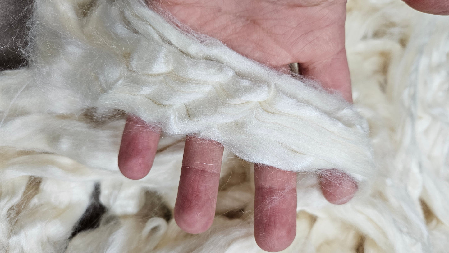 MULBERRY SILK - undyed natural A grade white mulberry silk sliver for blending, felting, and papermaking - 1 oz | 28 g