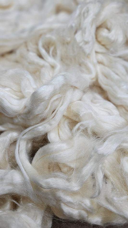 MULBERRY SILK - undyed natural A grade white mulberry silk sliver for blending, felting, and papermaking - 1 oz | 28 g