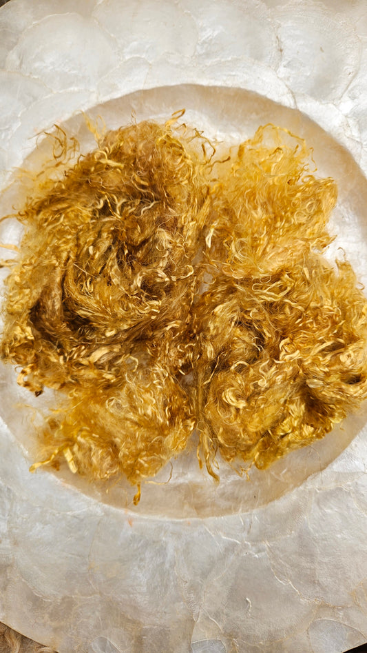 GOLD - hand-dyed eucalyptus crimp faux-silk for art yarn embellishing, fiber blending, felting, and papermaking - 1 oz | 28 g