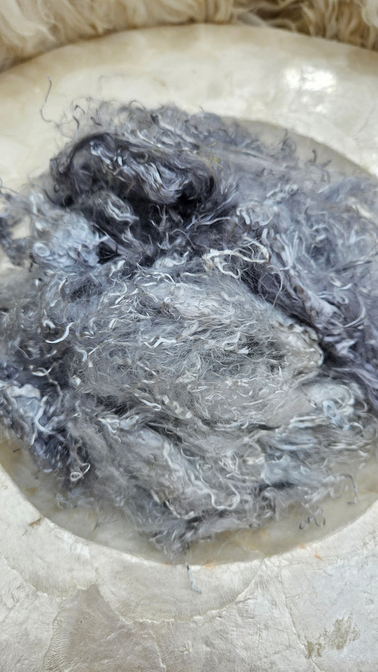 SILVER - hand-dyed eucalyptus crimp faux-silk for art yarn embellishing, fiber blending, felting, and papermaking - 1 oz | 28 g