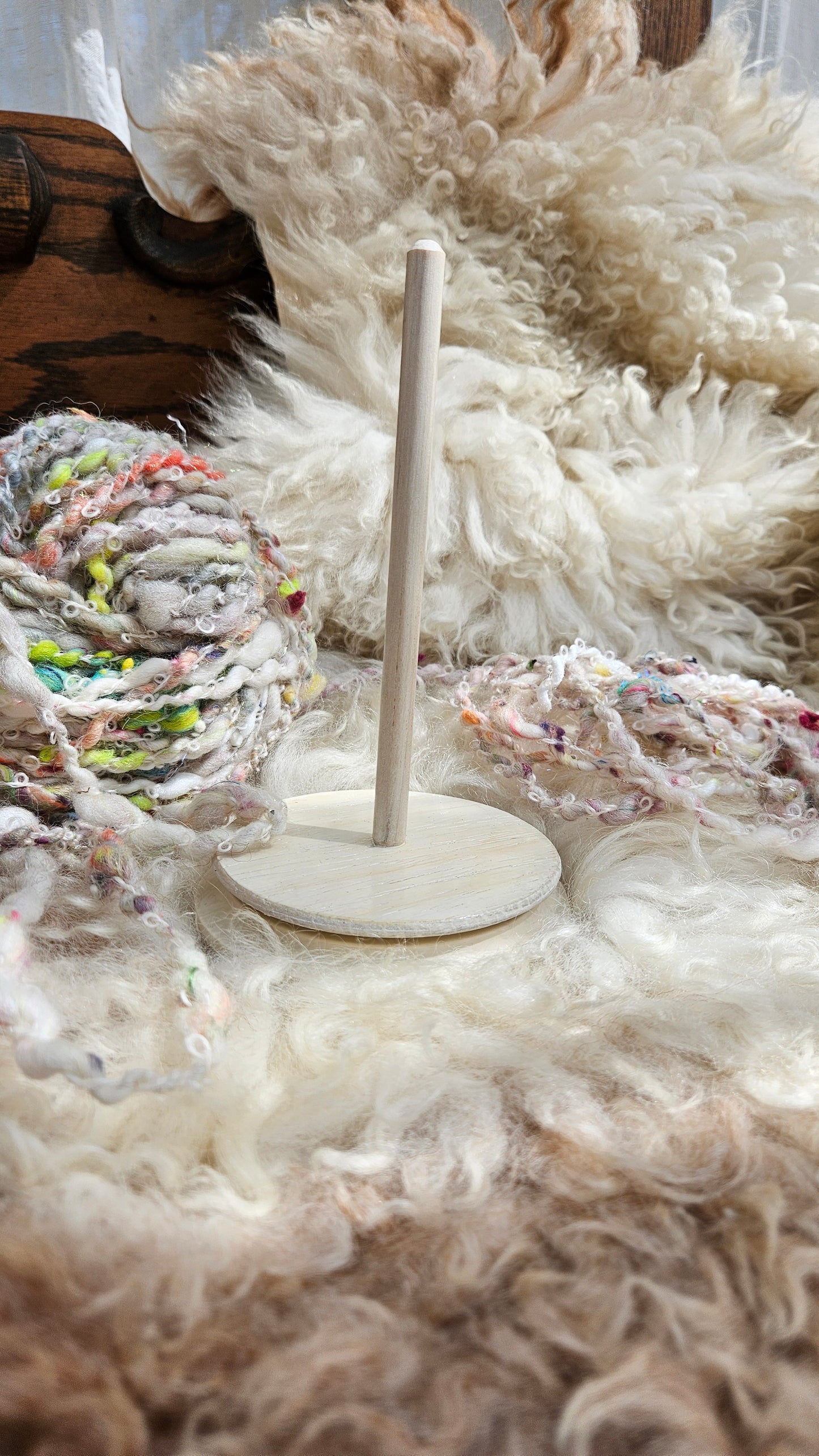 YARN CAKE SPINNER - hold your cakes of yarn while you knit or crochet - handmade in Corian - 4 inch base 1