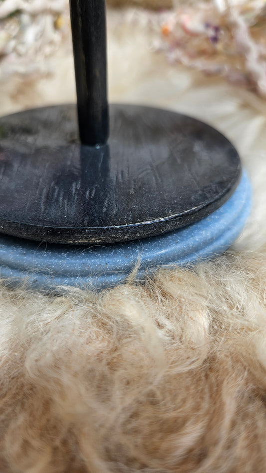 YARN CAKE SPINNER - hold your cakes of yarn while you knit or crochet - handmade in Corian - 4 inch base 4