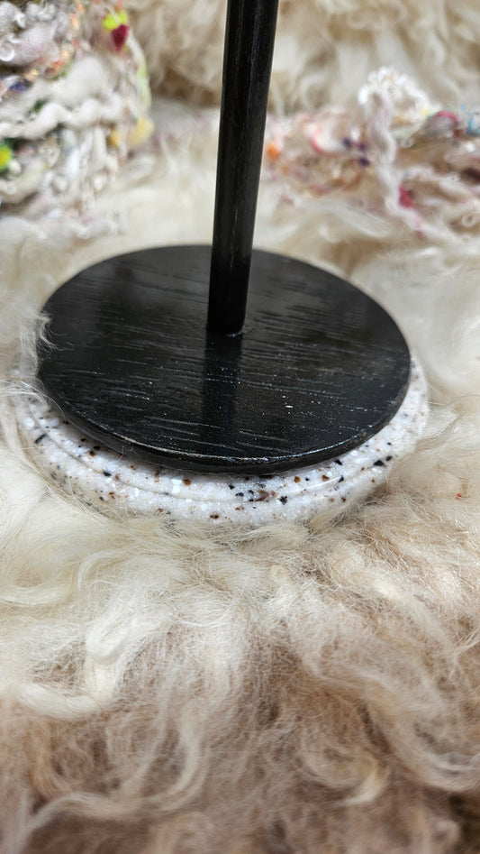 YARN CAKE SPINNER - hold your cakes of yarn while you knit or crochet - handmade in Corian - 4 inch base 5