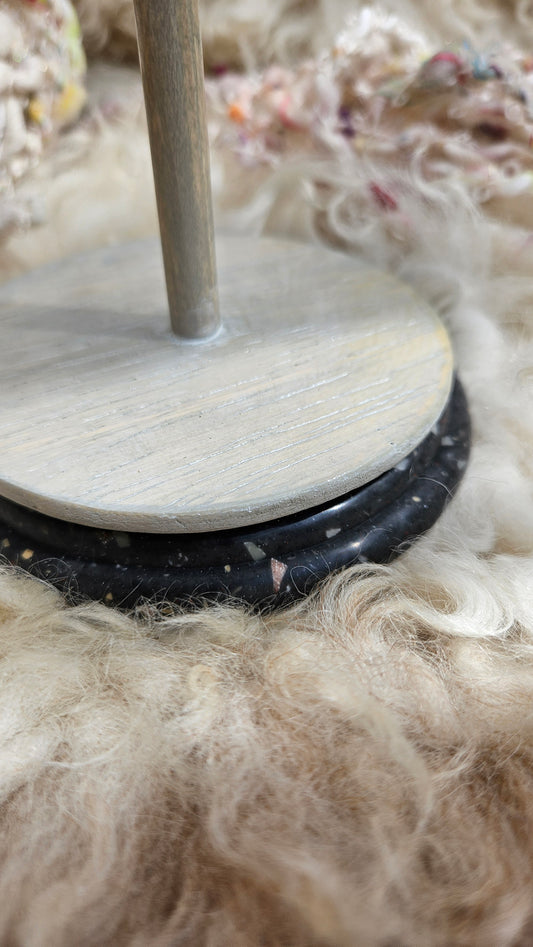 YARN CAKE SPINNER - hold your cakes of yarn while you knit or crochet - handmade in Corian - 4 inch base 6