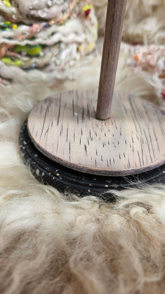 YARN CAKE SPINNER - hold your cakes of yarn while you knit or crochet - handmade in Corian - 4 inch base 8