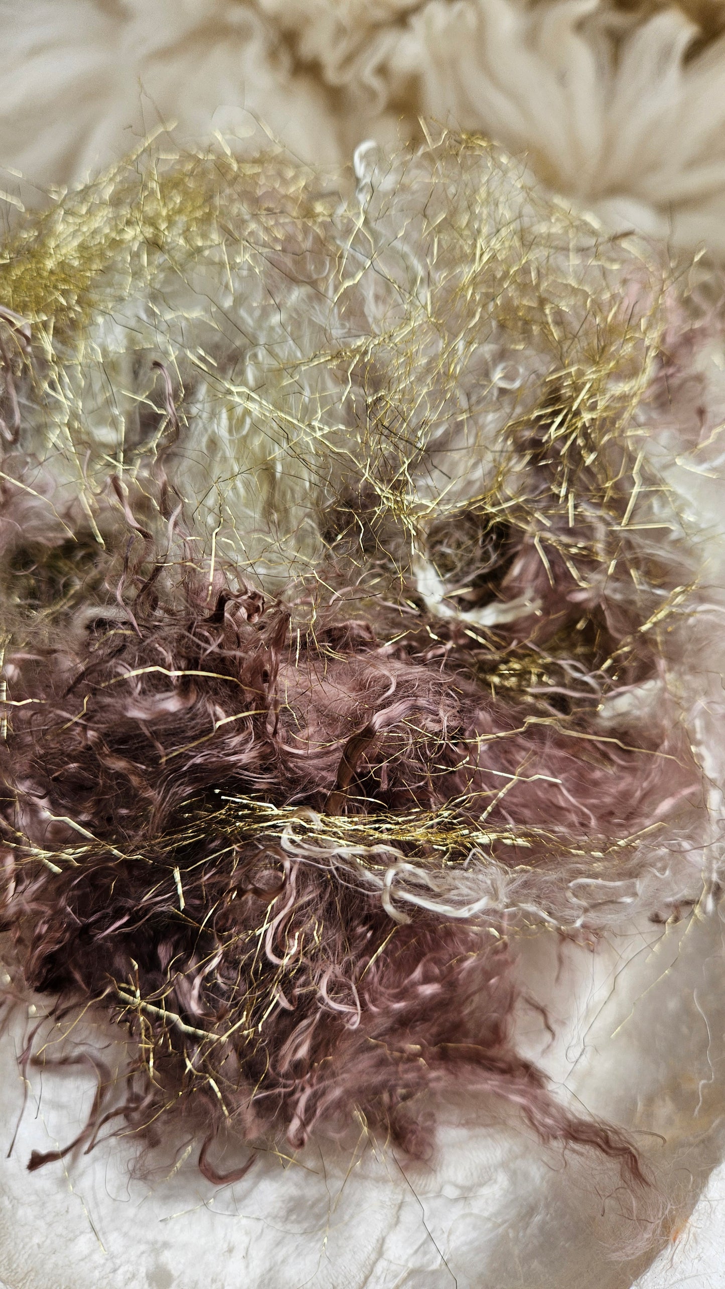 GILDED BRONZE - hand-dyed eucalyptus crimp faux-silk with Angelina sparkle for art yarn embellishing, fiber blending, felting, and papermaking - 1 oz | 28 g