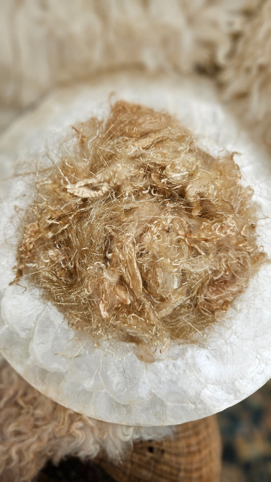 CHAMPAGNE GOLD SPARKLE - hand-dyed eucalyptus crimp faux-silk with Angelina sparkle for art yarn embellishing, fiber blending, felting, and papermaking - 1 oz | 28 g