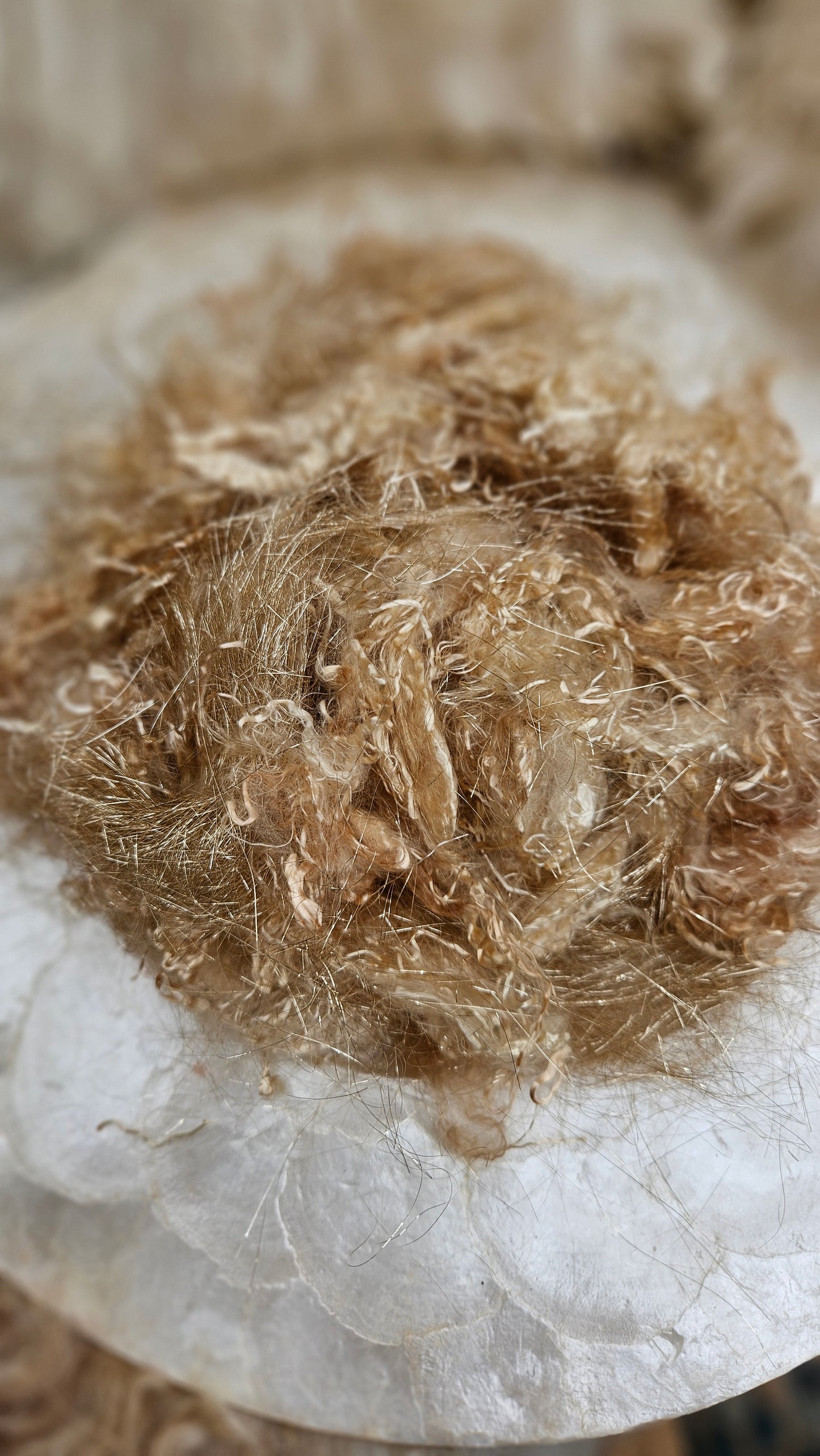 CHAMPAGNE GOLD SPARKLE - hand-dyed eucalyptus crimp faux-silk with Angelina sparkle for art yarn embellishing, fiber blending, felting, and papermaking - 1 oz | 28 g