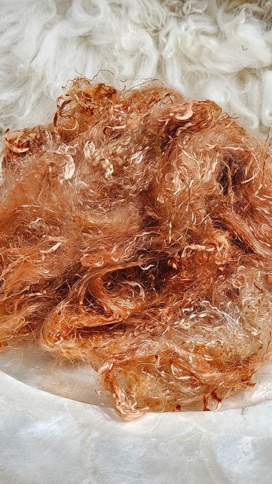 COPPER - hand-dyed eucalyptus crimp faux-silk for art yarn embellishing, fiber blending, felting, and papermaking - 1 oz | 28 g