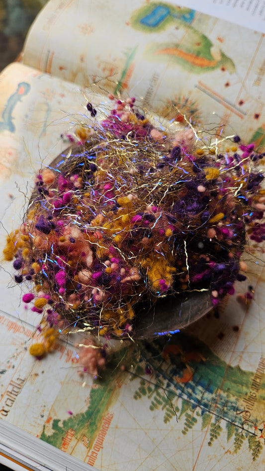 CONSTANTINOPLE GOLD - hand-dyed fine wool nepps with Angelina sparkle for fiber blending and felting - 1 oz | 28 g