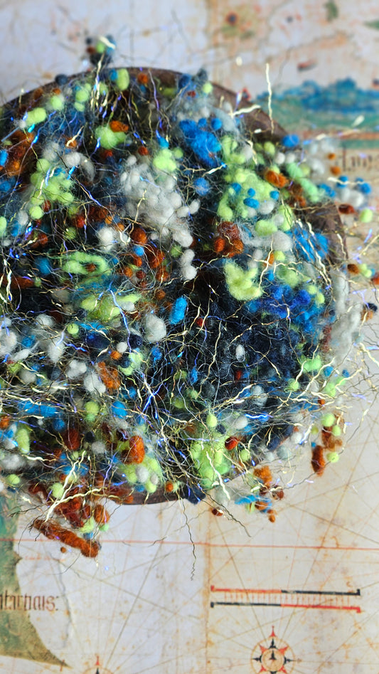 TYRE GOLD - hand-dyed fine wool nepps with Angelina sparkle for fiber blending and felting - 1 oz | 28 g