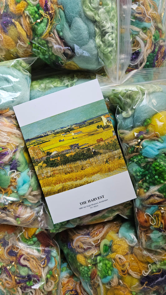 THE HARVEST - hand-dyed Van Gogh inspired rare wool texture blend for blending, felting, and papermaking - 2.5 oz | 71 g