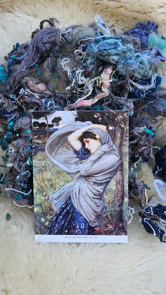 BOREAS - hand-dyed limited edition Waterhouse inspired fiber art texture for blending, felting, and papermaking - 2.5 oz | 71 g