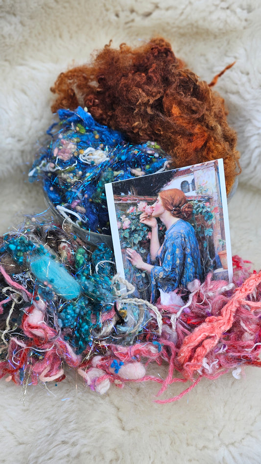 SOUL OF THE ROSE - hand-dyed limited edition Waterhouse inspired fiber art texture for blending, felting, and papermaking - 2.5 oz | 71 g