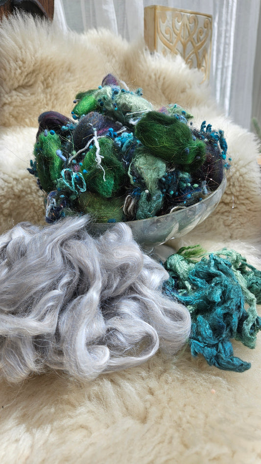 OPHELIA BY THE WATER - limited edition Waterhouse Pre-Raphaelite inspired luxury fiber artist kit for fiber blending and felting - 2.5 oz | 71 g