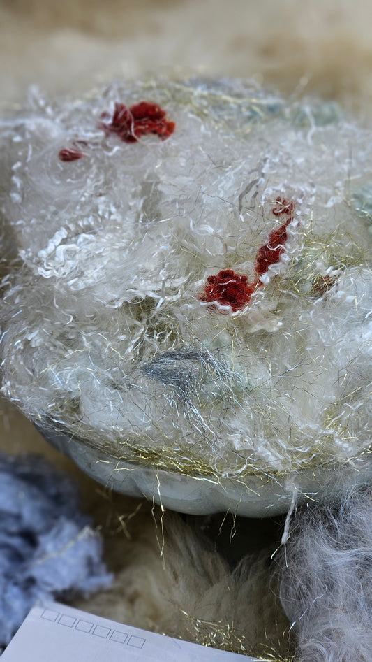 OPHELIA'S SILVER SILK DRESS - limited edition Waterhouse Pre-Raphaelite inspired luxury fiber artist kit for fiber blending and felting - 2.5 oz | 71 g