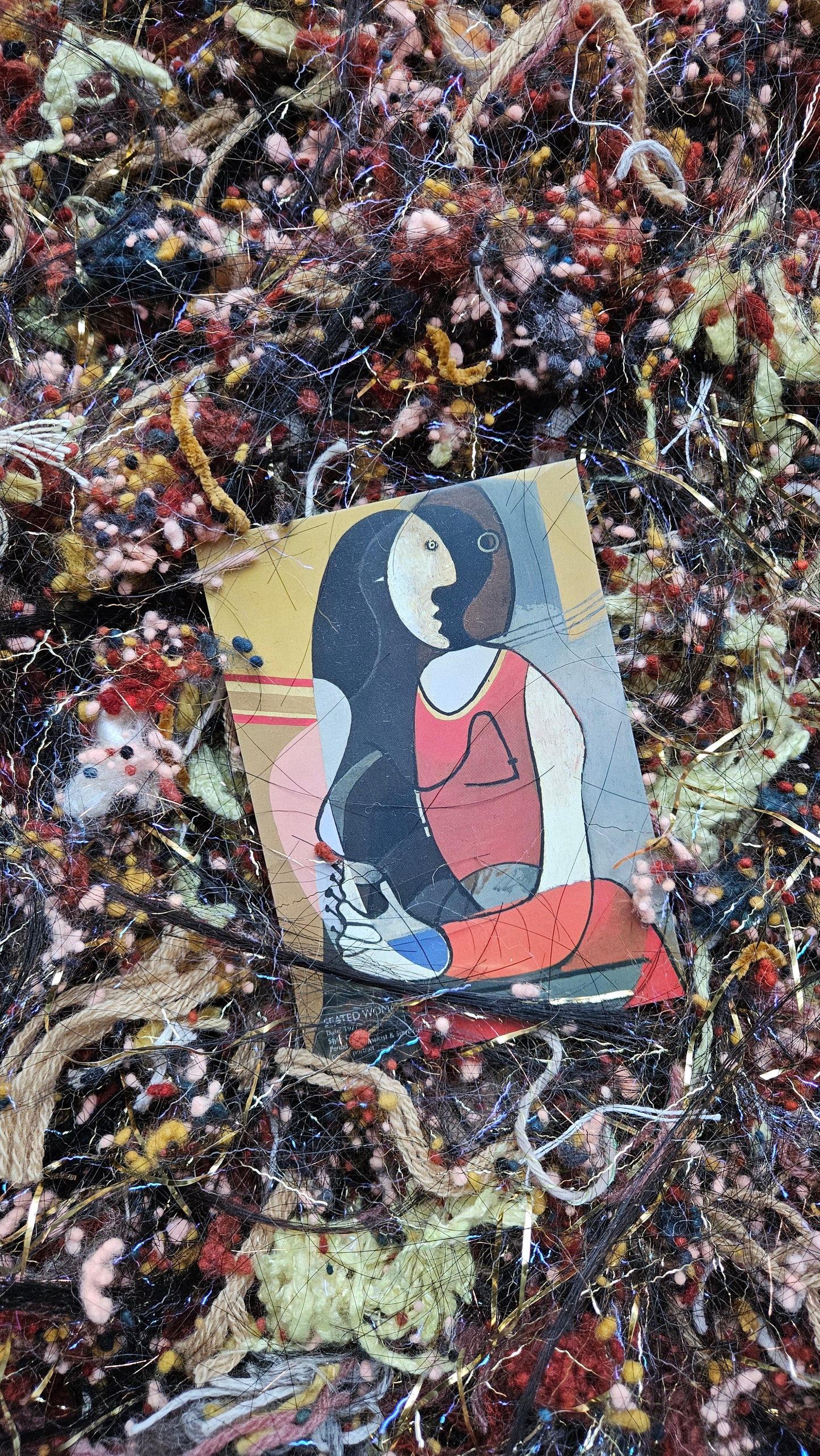 SEATED WOMAN - horse hair limited edition Picasso inspired fiber art texture for blending, felting, and papermaking - 1 oz | 28 g