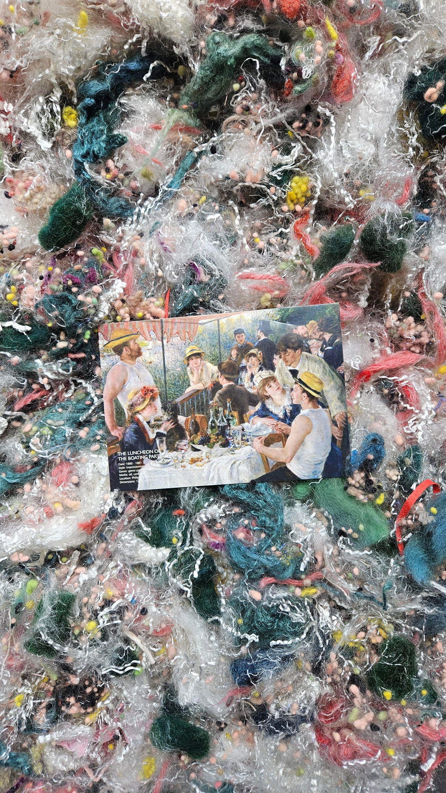 THE LUNCHEON OF THE BOATING PARTY - faux silk limited edition Renoir inspired fiber art texture for blending, felting, and papermaking - 2 oz | 57 g