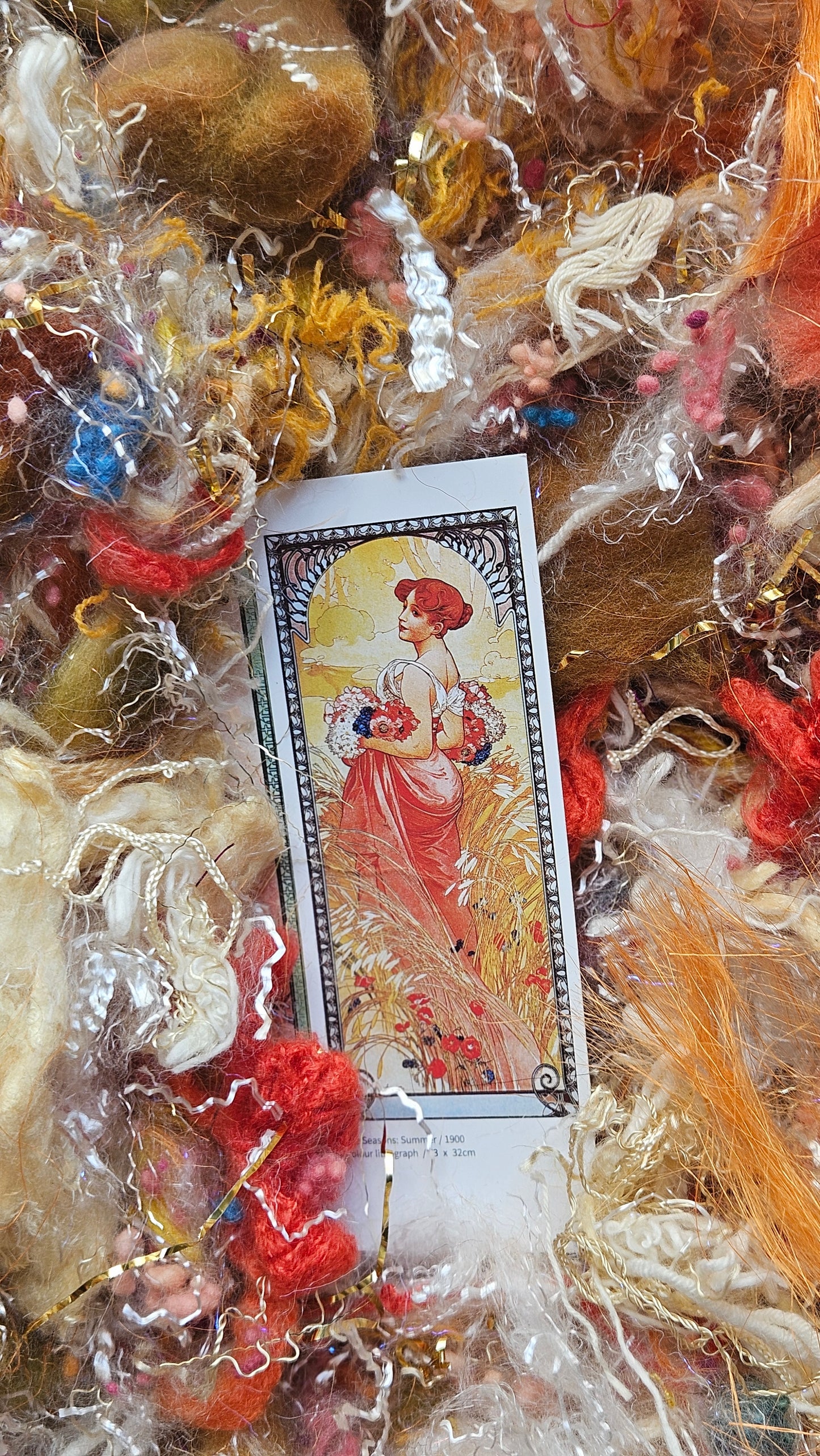 SUMMER - limited edition Mucha Art Nouveau inspired luxury fiber artist kit for fiber blending and felting - 2.5 oz | 71 g