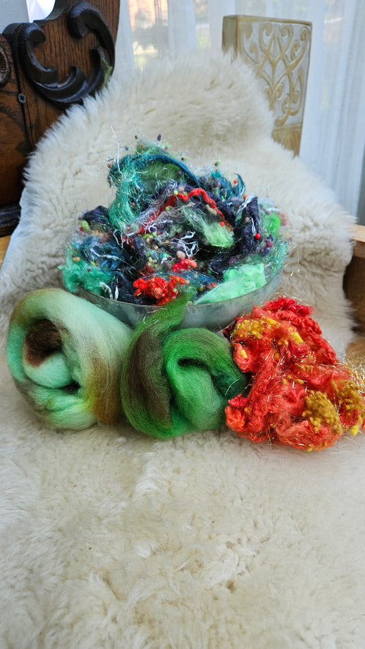 GOLDFISH - limited edition Matisse inspired luxury fiber artist kit for fiber blending and felting - 2.5 oz | 71 g