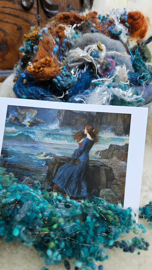 MIRANDA AND THE TEMPEST - limited edition Waterhouse Pre-Raphaelite inspired luxury fiber artist kit for fiber blending and felting - 2.5 oz | 71 g