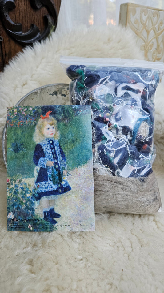 GIRL WITH A WATERING CAN - limited edition Renoir Impressionist inspired luxury fiber artist kit for fiber blending and felting - 2.5 oz | 71 g