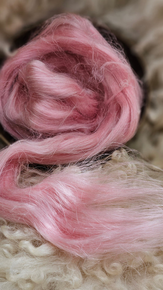PINK PEPPERMINT - dyed flax linen roving for spinning, fiber blending, felting, and papermaking - 1 oz | 28 g