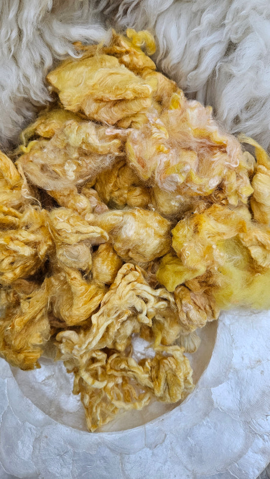 BUTTERSCOTCH - hand-dyed extra fine wool and silky bamboo dense cloud recycled mill ends - 5 oz | 142 g