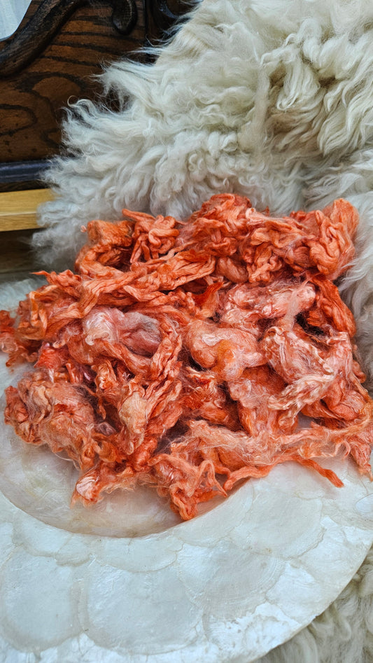 CARROT CAKE - hand-dyed extra fine wool and silky bamboo dense cloud recycled mill ends - 5 oz | 142 g