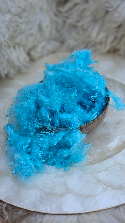 AQUAMARINE - hand-dyed eucalyptus crimp faux-silk for art yarn embellishing, fiber blending, felting, and papermaking - 2 oz | 57 g