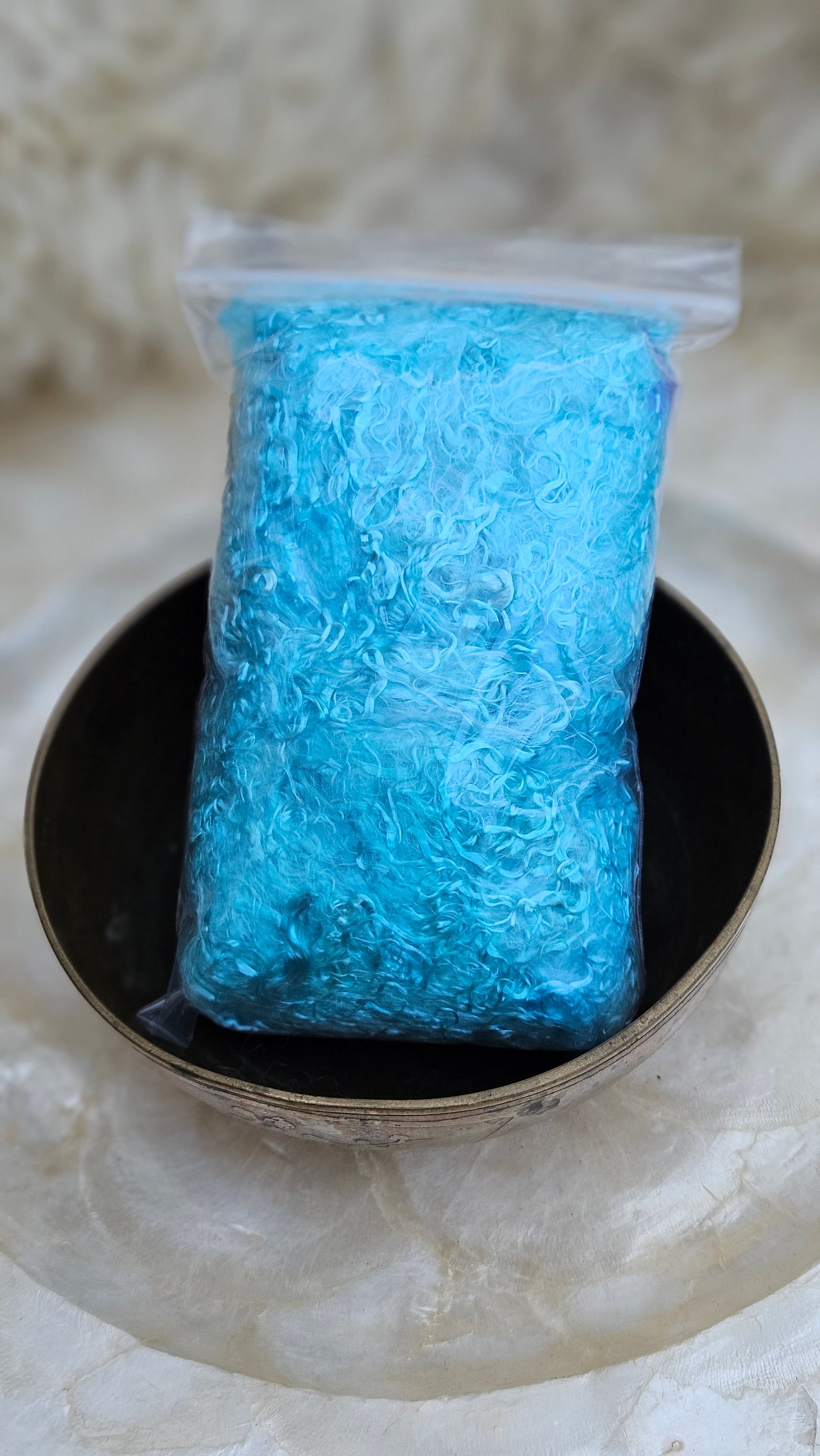 AQUAMARINE - hand-dyed eucalyptus crimp faux-silk for art yarn embellishing, fiber blending, felting, and papermaking - 2 oz | 57 g