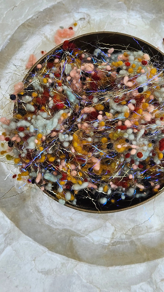 ANTIOCH - hand-dyed fine wool nepps with Angelina sparkle for fiber blending and felting - 1 oz | 28 g